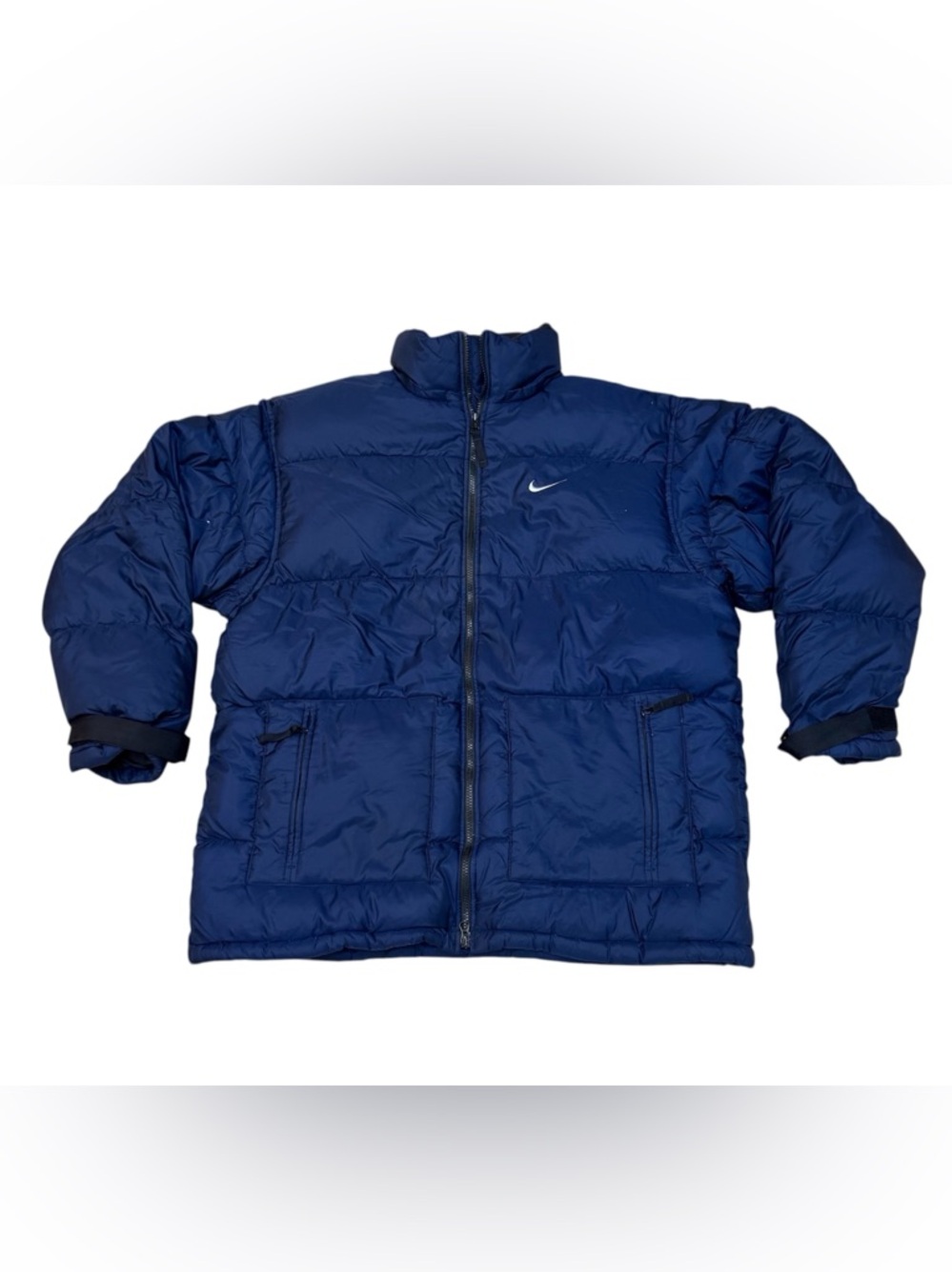Vintage Y2K Nike 90s Navy Blue Puffer Down Full Zip Jacket Size Large